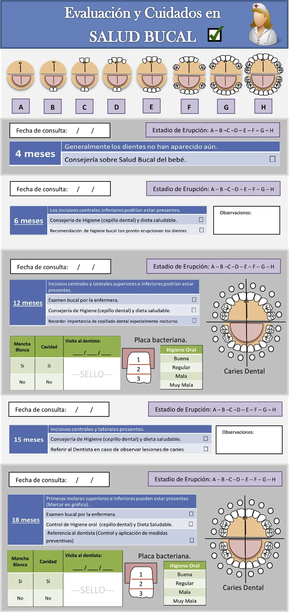 Activity record card for oral health guidance