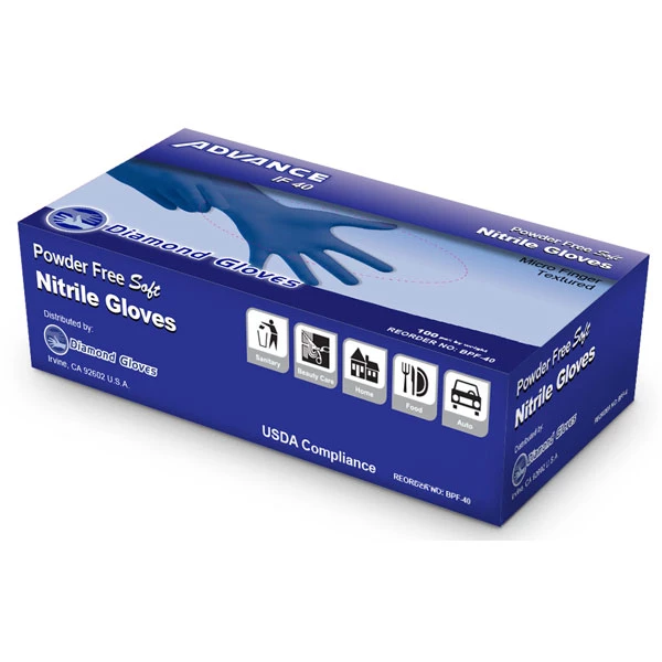Advance IF40 Diamond Nitrile Gloves, Blue, Large, 1000/Cs (10 x 100/Bx)