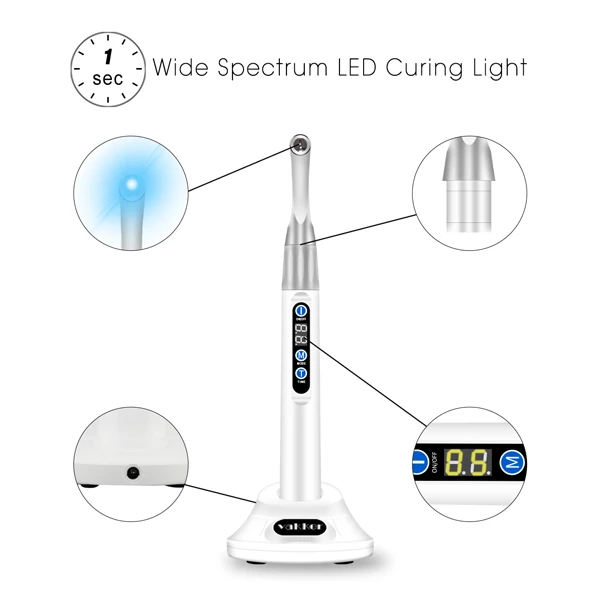 Vakker VK-018 Luce di polimerizzazione LED bianca a spettro ampio. 1 secondo per polimerizzare 2mm.