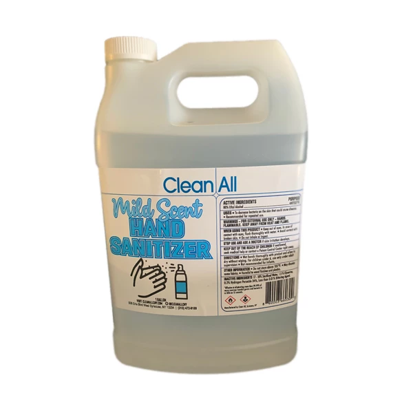 Disinfettante per mani a base di alcol etilico 80%, bottiglia da 1 gallone.