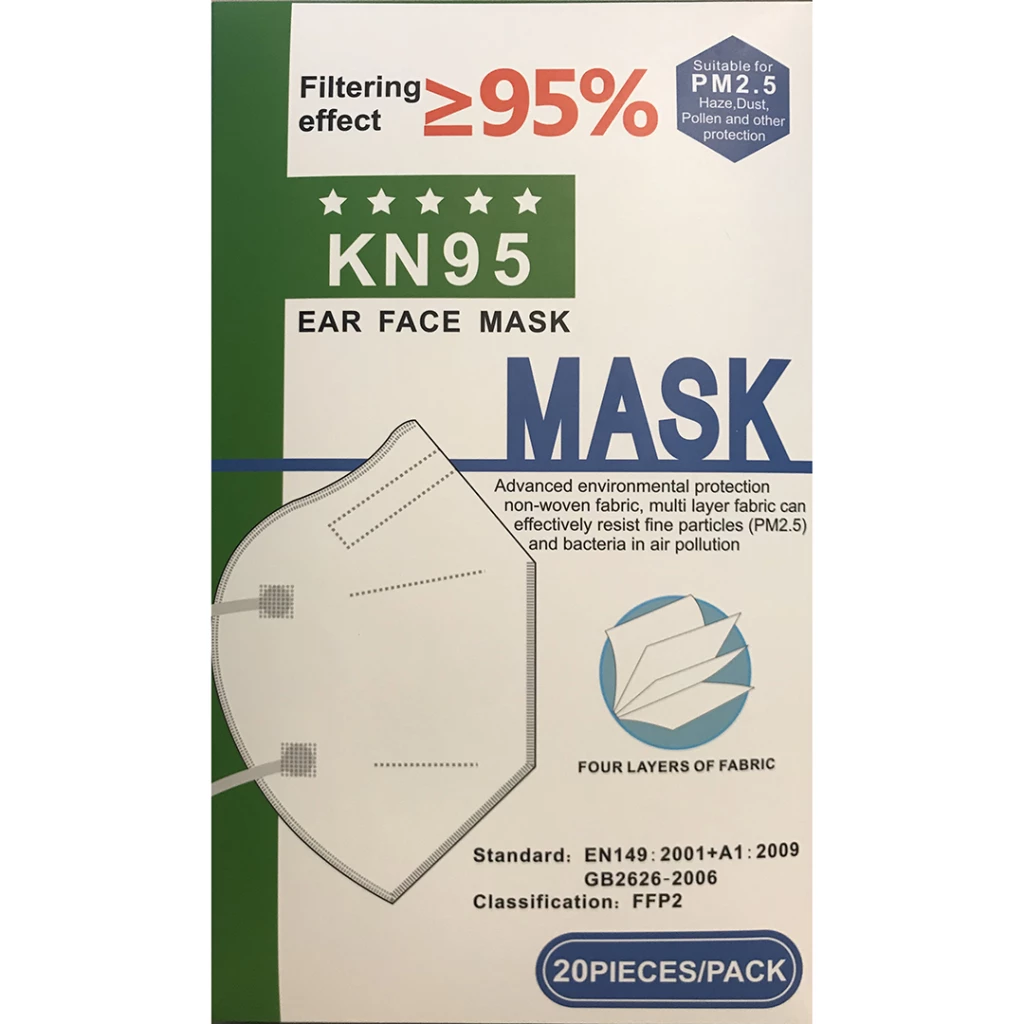 Zhongshan Dongfeng KN95 Maske, Weiß, 4-lagig, 20/Stk. ≥95% Partikelfiltration