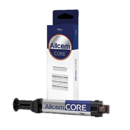 Allcem Core Tono A1, jeringa dual de 6g. Material radiopaco, de curado dual 3 en 1.