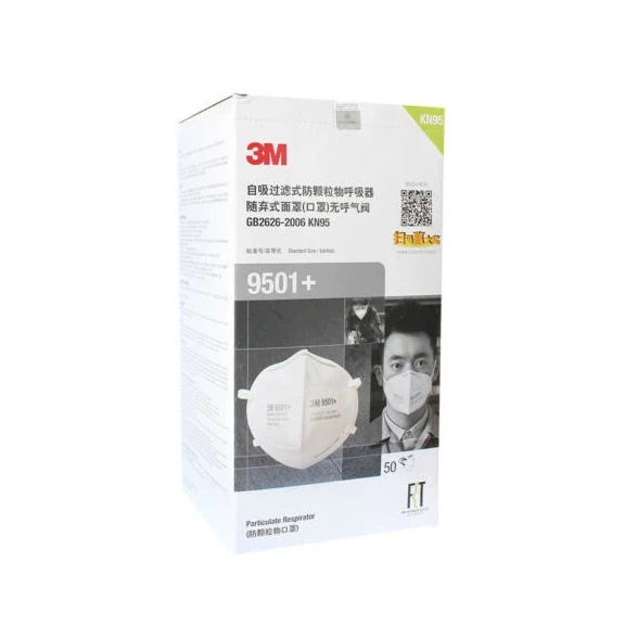 3M 9501+ KN95 - Tamaño estándar / Mascarilla de partículas con lazo de oreja de punto