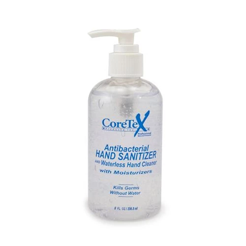 CoreTex 62% Alcohol Etílico Desinfectante Antibacterial para Manos, CAJA de 12x8oz con bomba.