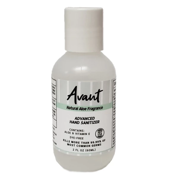 Gel desinfectante de manos Avant, botella de 2 oz. (60 ml), 70% de alcohol etílico, hidrógeno.
