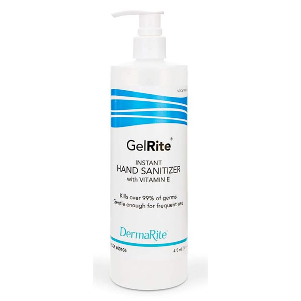 GelRite Instant Hand Sanitizer, 12 x 16oz Pump Bottle/Case, 65% Alcohol
