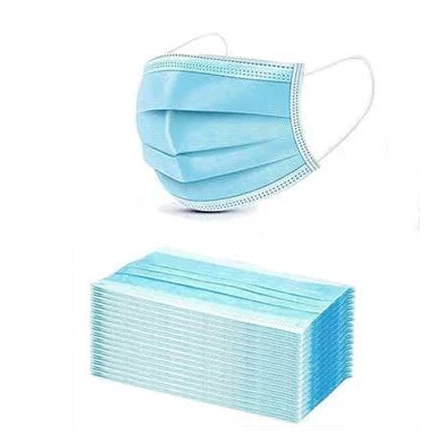 Mascarilla facial de bucle para orejas, marca de la casa, no médica, caja individual, 50 unidades. Plisada, azul.