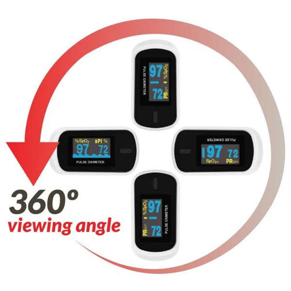 ChoiceMMed Fingertip Pulse Oximeter, Battery Operated, 4-Direction display