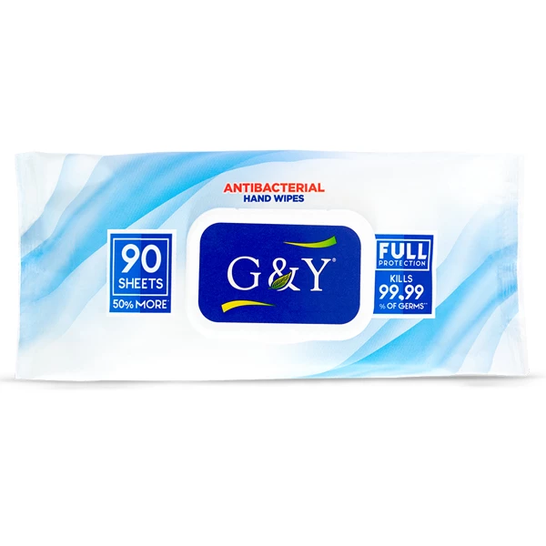 Toallitas antibacterianas G&Y Flat Pack 6.29"x7" 90/unid. Toallitas de fenoxietanol.