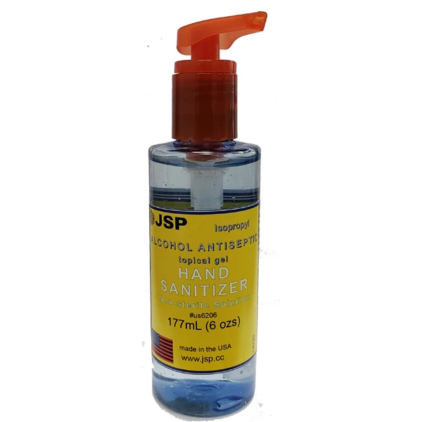 Gel disinfettante per le mani JSP 62% Isopropilico e lubrificante per la pelle, 2 x 6oz bottiglia con pompa.