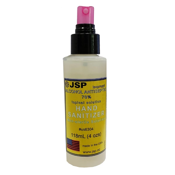 JSP Disinfettante per mani liquido al 70% di Isopropilico e lubrificante per la pelle, 6 x 4oz spray.