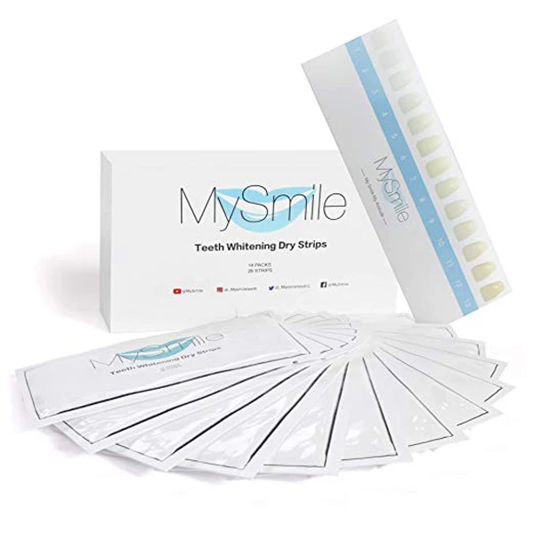 MySmile 6% Peróxido de Hidrogênio Fitas Clareadoras de Dentes Tipo Seco. 14 Pacotes/Caixa
