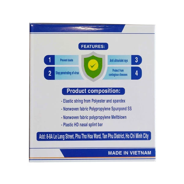 Famapro Earloop Disposable Face Mask, Blue, 50/Box. BFE >= 95%. Due
