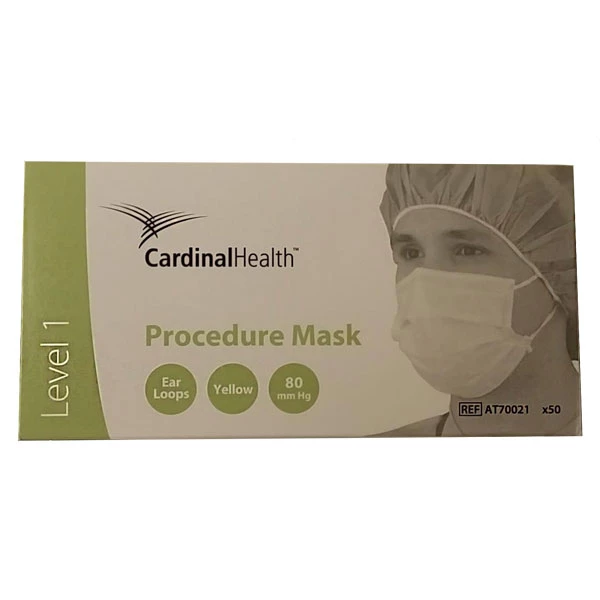 Insta-Gard ASTM Level 1 Earloop Face Mask Yellow, 50/Pk. BFE >= 95%, Tissue