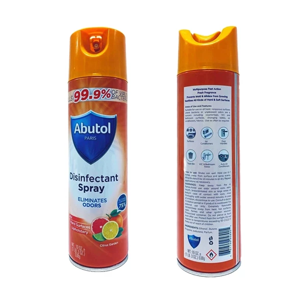Abutol Antibacterial, 75% Ethanol Disinfectant Spray, Citrus Garden, 19oz Can