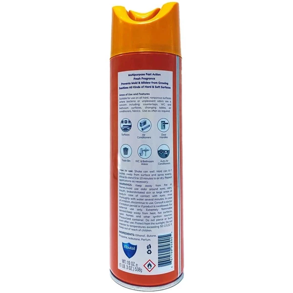 Abutol Antibacterial, 75% Ethanol Disinfectant Spray, Citrus Garden, 19oz Can