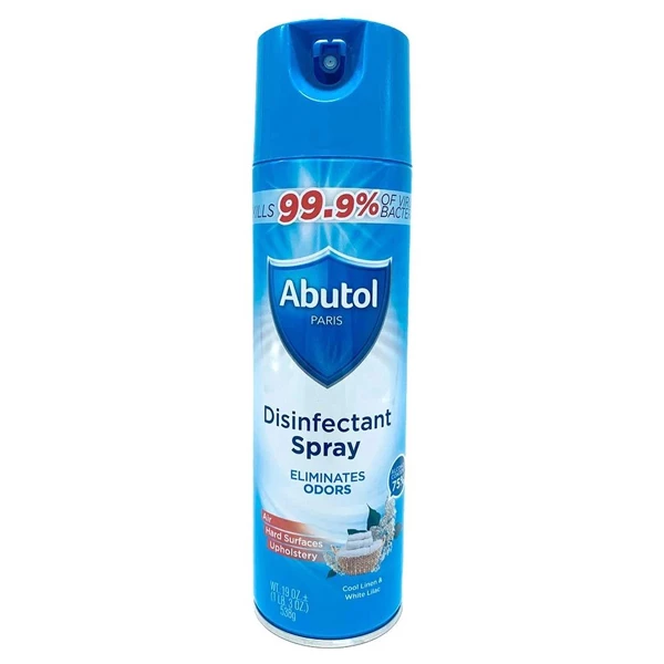 Abutol Antibacterial, 75% Ethanol Disinfectant Spray, Linen and Lilac, 19oz Abutol Antibacterial, 75% Ethanol Disinfectant Spray, Linen and Lilac, 19oz