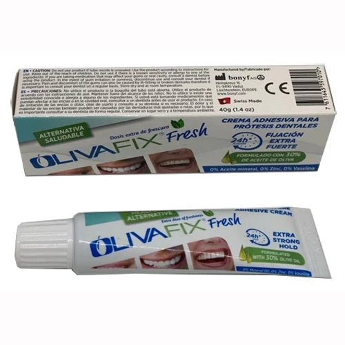 OlivaFix Fresh Prothesenhaftcreme, 40 g (1,4 oz.) Tube. Hergestellt mit 30%
