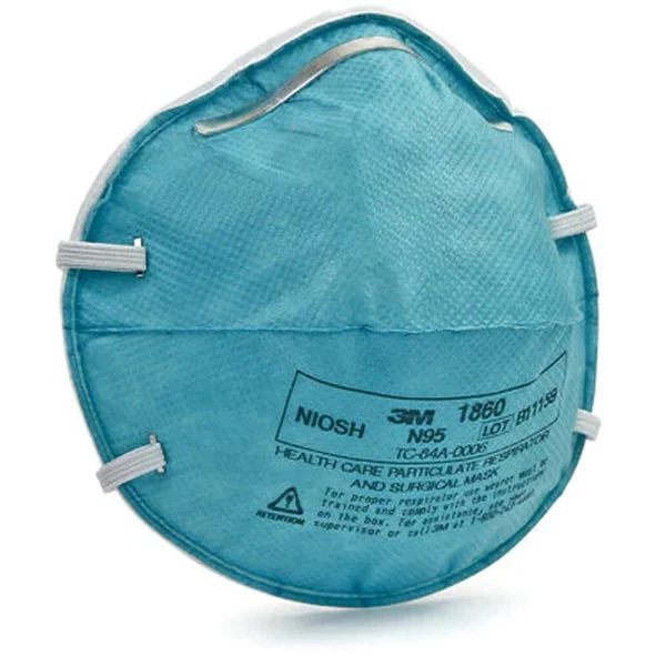 Mascarilla quirúrgica y respirador NIOSH N95 3M 1860 para atención médica.