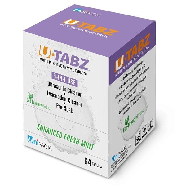 U-Tabz Ultraschall-Enzymtabletten, Frische Minze, 64 Tabletten pro Box, Karton mit 10 Stück