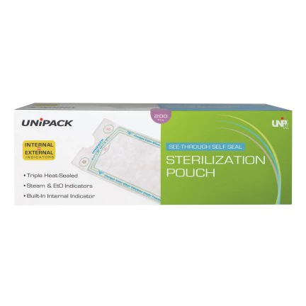 UniPack Self Seal 3-1/2" x 6-1/2" Sterilization Pouches 200/Box, Case of 16