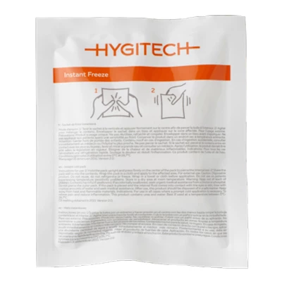 Hygitech 4,7" x 5,5" Einweg Sofort-Kühlpacks, 5/Box. Einmalige Anwendung.