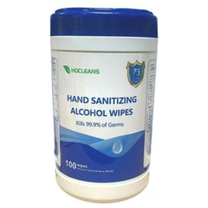 Hocleans 75% Alcohol Pre-moistened 5.5" x 7.5" Hand Sanitizing Wipes, 100/Can