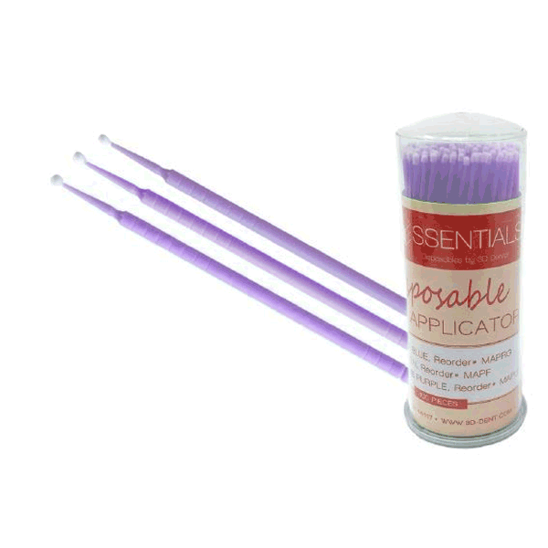 Set 100 Pennelli Multiuso Micro Applicatori - 4 Misure (1,0 - 2,5 Mm) - Viola/Verde/Blu
