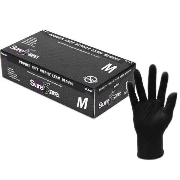 SureCare Medium Nitrile Disposable Gloves, Powder-Free, Case of 10 x 100/Bx