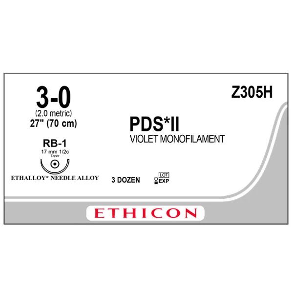 Ethicon PDS II 3/0, 27" (70 cm) Polydioxanon resorbierbares Monofilament unbeschichtet