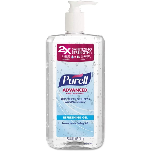 Purell Antisséptico para Mãos, à base de álcool, Hidratante, 2 frascos, 1L por frasco.