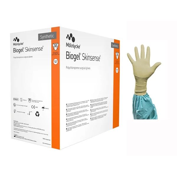 Guante quirúrgico Biogel Skinsense de polichloropreno, tamaño 7.0, 50 por caja. Estéril.
