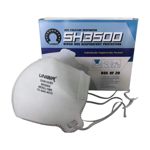 Uniair SH3500 NIOSH N95 Particulate Respirator, Box of 20. Due to COVID-19