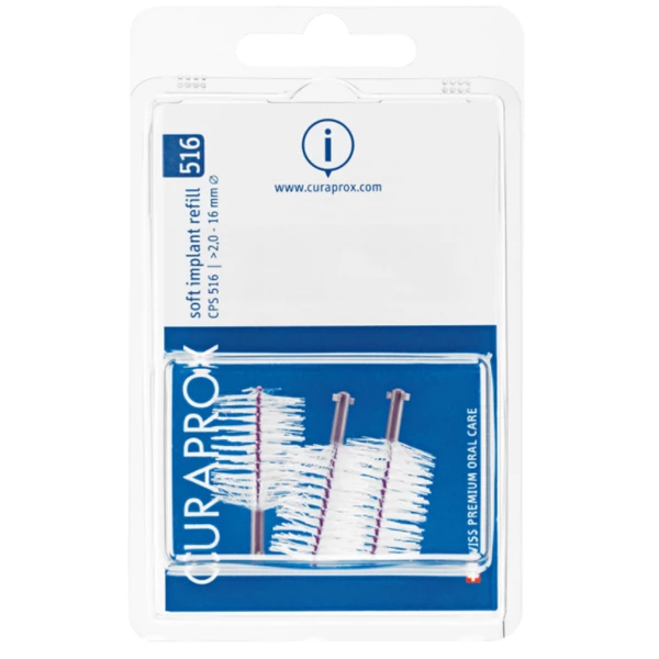Curaprox Soft-Implant CPS 516 межзубные щетки 2 - 16 мм фиолетовые, 3 шт. в упаковке