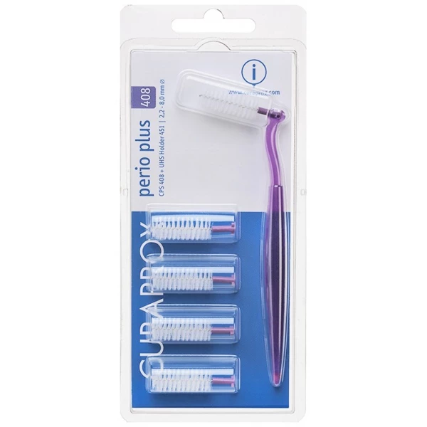 Curaprox CPS 408 Perio Plus Set: 5x 2.2 mm Violet Interdental Brush Tips, 1x