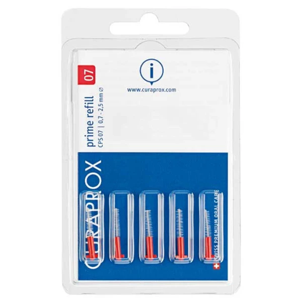 Curaprox Prime CPS 07 Interdental Brush Tips 0.7 mm Red 5/Pk Refill. Easily