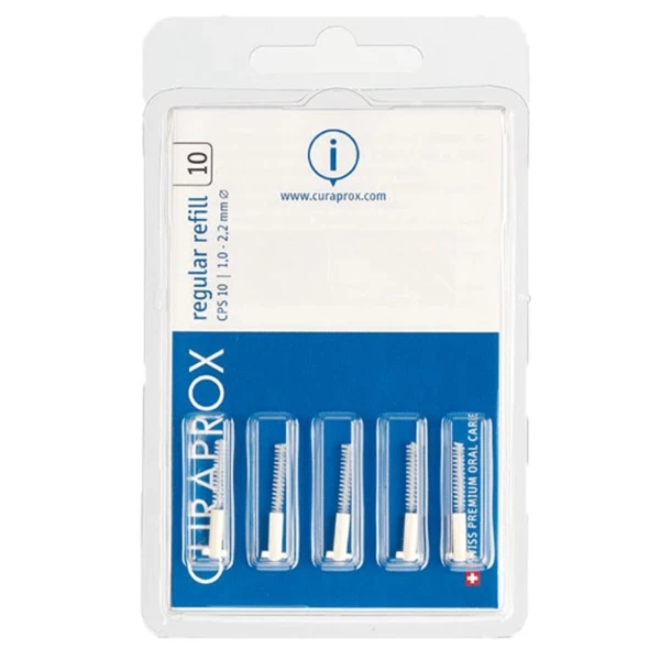 Curaprox Regular CPS 10 Interdentalbürsten-Spitzen 1,0 mm Weiß 5/Stk Nachfüllpack. Einfach.