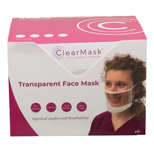 ClearMask Transparent Face Mask with Tie-On Straps 24/Box. Consumer