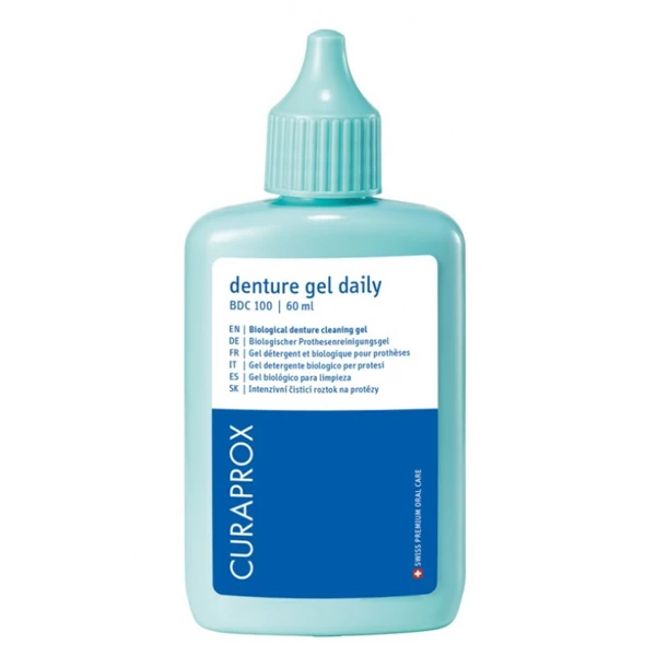 Curaprox BDC 100 Daily Denture Cleaning Gel 60 ml Bottle. Gently cleans