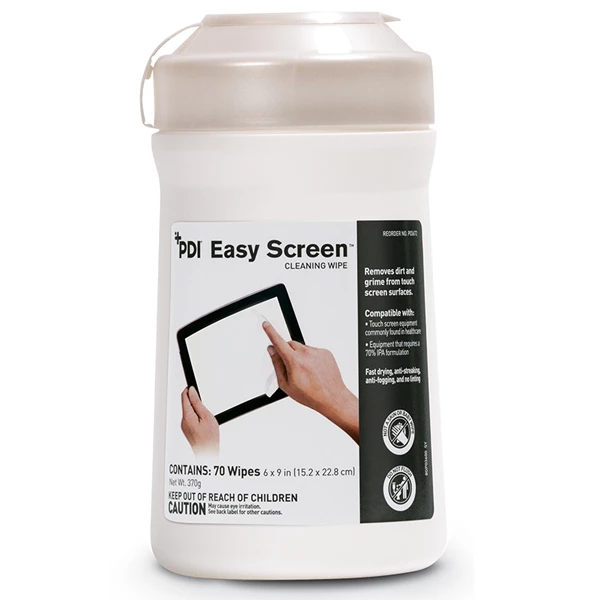 PDI Easy Screen Cleaning Wipe, 6"x9", 70/Canister. 70% Isopropyl Alcohol (IPA)