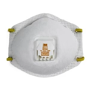 Respirador Particulado 3M 8511 NIOSH N95 con bandas elásticas trenzadas, 10 por caja. Cool Flow.