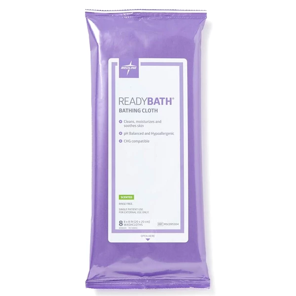 ReadyBath 8"x8" Scented Bathing Cloths, Case of 30x 8/Pack. Pre-moistened Wipes