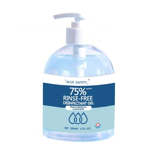 Blue Safety Hand Sanitizer Gel Eliminates 99.9% of germs and bacteria. Each