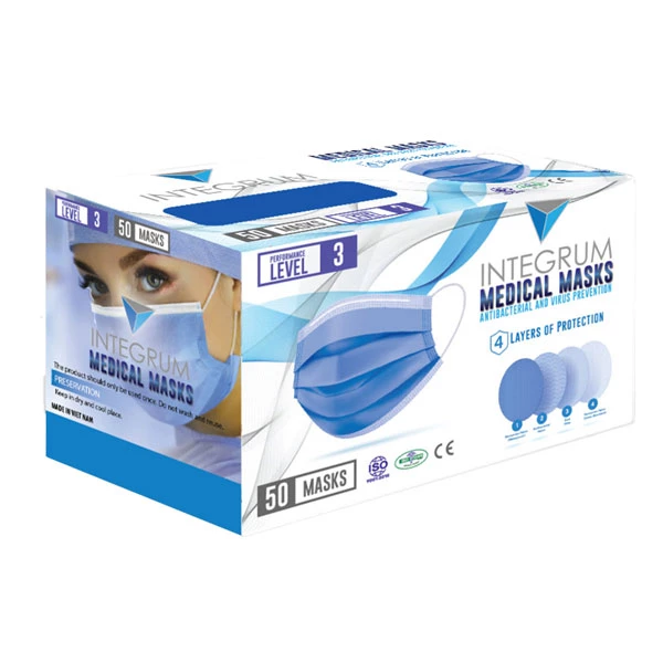 Integrum LEVEL 3 ASTM – TYPE II Mask. Box of 50 Masks. Four Layers: 1st layer