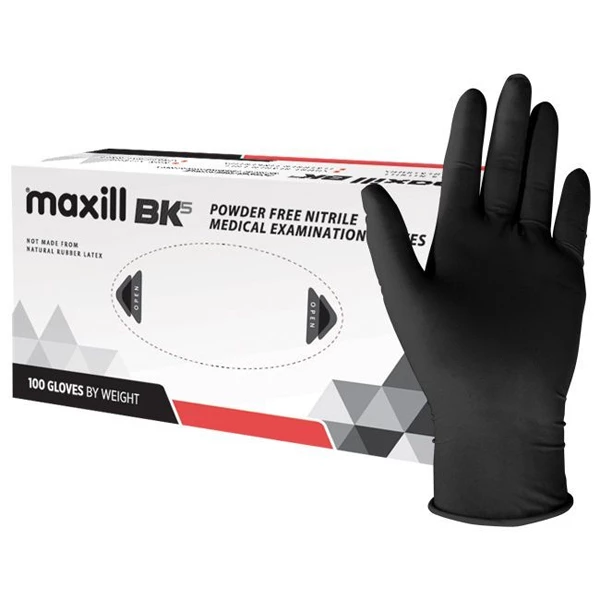 guantes de examen médico maxill BK5 X-Small, sin polvo, de nitrilo, 100/paquete