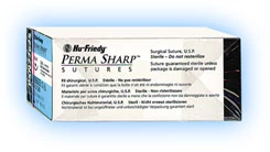 Perma Sharp 3/0, 18" черная шелковая не впитывающаяся шовная нить
