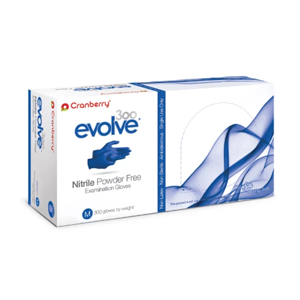 Guantes de examen de nitrilo Evolve 300 grandes, sin polvo, 300 por caja.