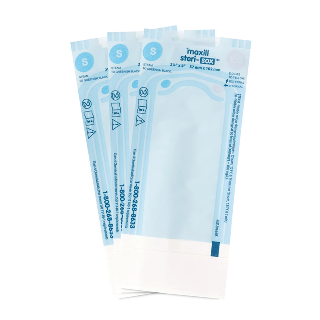 maxill steri-sox Self Sealing Sterilization Pouches, 2.25" x 4", 200/Box
