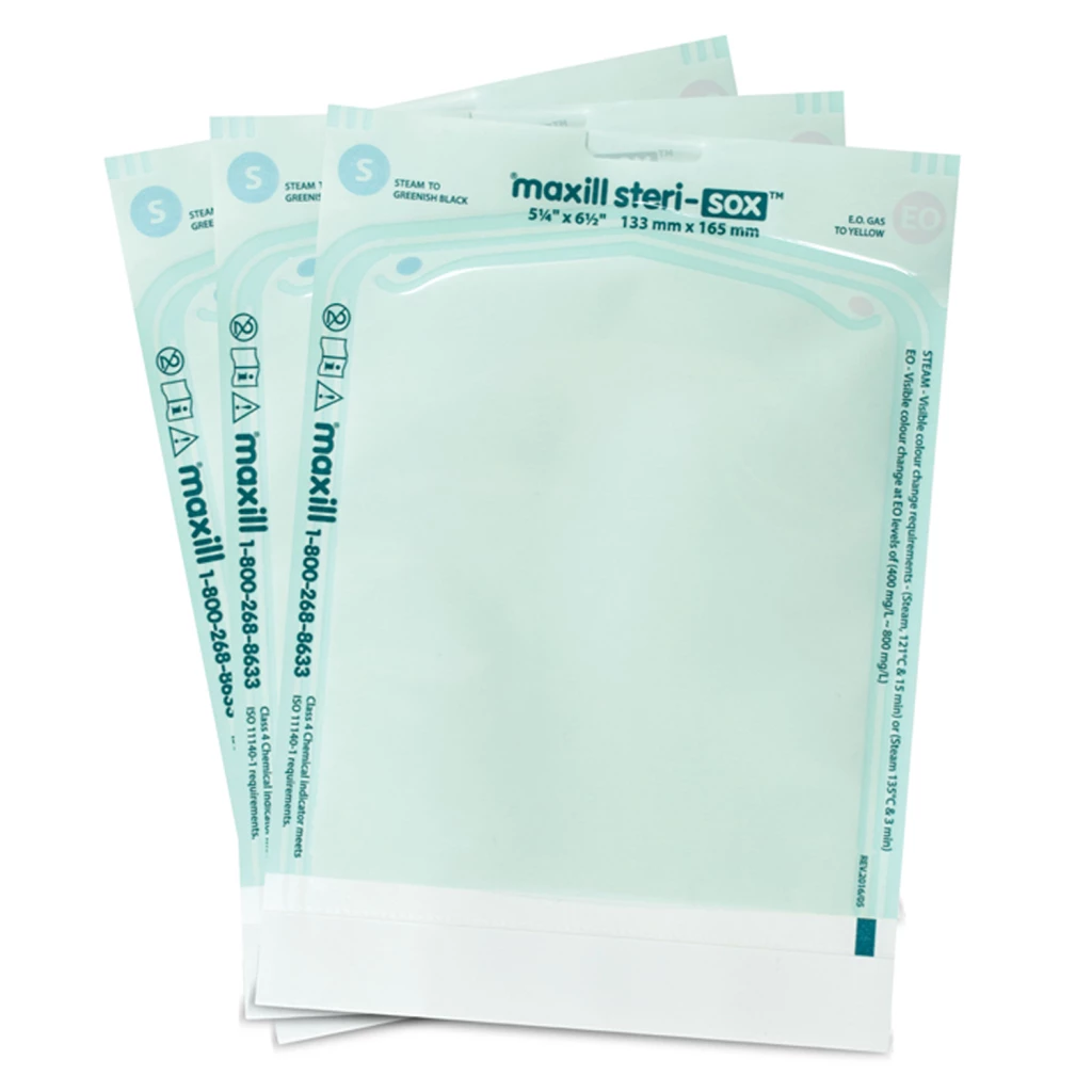 maxill steri-sox Self Sealing Sterilization Pouches, 5.25" x 6.5", 200/Box maxill steri-sox Self Sealing Sterilization Pouches, 5.25" x 6.5", 200/Box