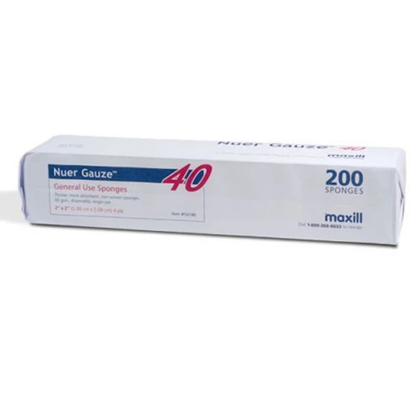 Gasa Premium Nuer 2" x 2", esponja de gasa, 4 capas, no tejida, 4000/caja.